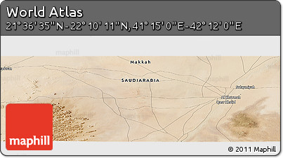 Satellite Panoramic Map of the Area around 21° 53' 23" N, 41° 43' 30" E