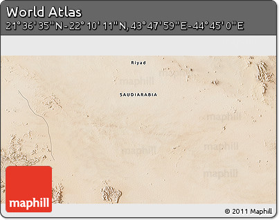 Satellite 3D Map of the Area around 21° 53' 23" N, 44° 16' 29" E