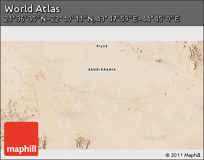 Satellite 3D Map of the Area around 21° 53' 23" N, 44° 16' 29" E