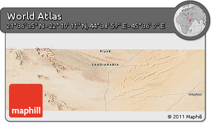 Satellite Panoramic Map of the Area around 21° 53' 23" N, 45° 7' 30" E