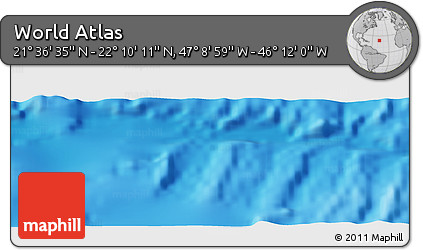 Shaded Relief Panoramic Map of the Area around 21° 53' 23" N, 46° 40' 29" W