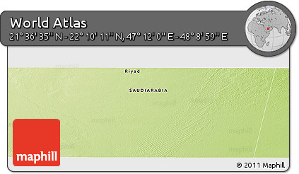 Physical Panoramic Map of the Area around 21° 53' 23" N, 47° 40' 29" E