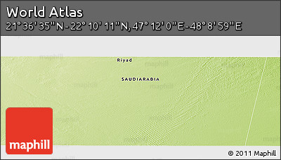 Physical Panoramic Map of the Area around 21° 53' 23" N, 47° 40' 29" E