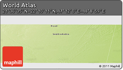 Physical Panoramic Map of the Area around 21° 53' 23" N, 47° 40' 29" E