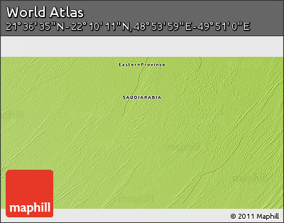 Physical 3D Map of the Area around 21° 53' 23" N, 49° 22' 30" E