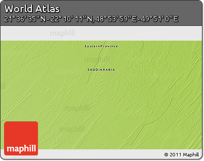 Physical 3D Map of the Area around 21° 53' 23" N, 49° 22' 30" E