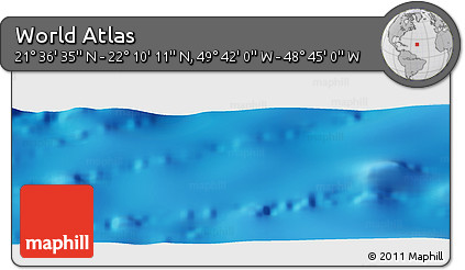 Physical Panoramic Map of the Area around 21° 53' 23" N, 49° 13' 30" W