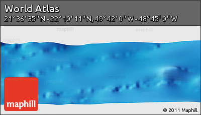 Physical Panoramic Map of the Area around 21° 53' 23" N, 49° 13' 30" W