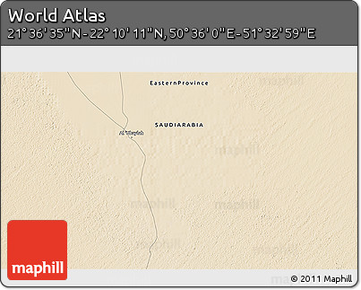 Satellite 3D Map of the Area around 21° 53' 23" N, 51° 4' 30" E