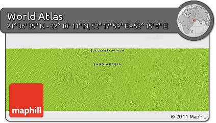 Physical Panoramic Map of the Area around 21° 53' 23" N, 52° 46' 29" E