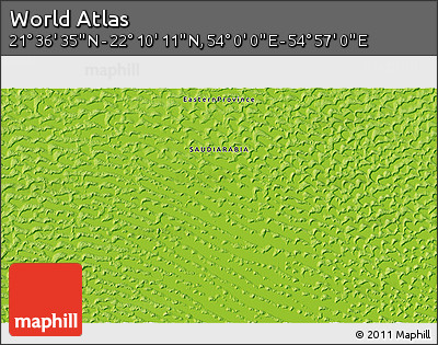 Physical 3D Map of the Area around 21° 53' 23" N, 54° 28' 30" E