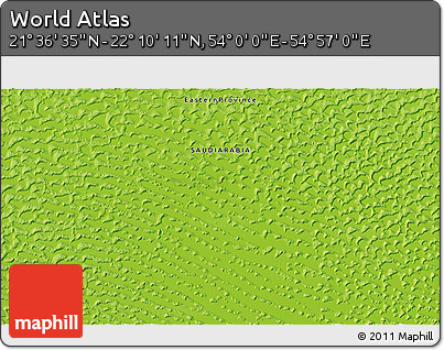 Physical 3D Map of the Area around 21° 53' 23" N, 54° 28' 30" E