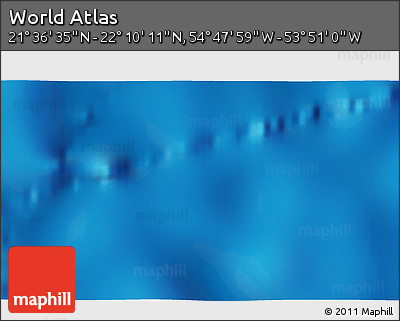 Physical 3D Map of the Area around 21° 53' 23" N, 54° 19' 30" W