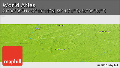 Physical Panoramic Map of the Area around 21° 53' 23" N, 56° 10' 29" E