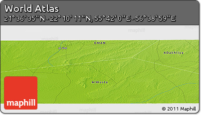Physical Panoramic Map of the Area around 21° 53' 23" N, 56° 10' 29" E