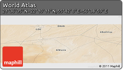 Satellite Panoramic Map of the Area around 21° 53' 23" N, 56° 10' 29" E