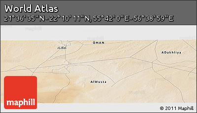 Satellite Panoramic Map of the Area around 21° 53' 23" N, 56° 10' 29" E
