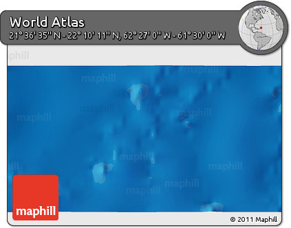Physical 3D Map of the Area around 21° 53' 23" N, 61° 58' 30" W
