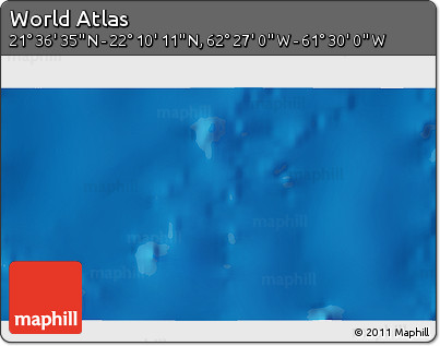 Physical 3D Map of the Area around 21° 53' 23" N, 61° 58' 30" W