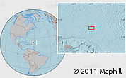 Gray Location Map of the area around 21° 53' 23" N, 61° 58' 30" W, hill shading