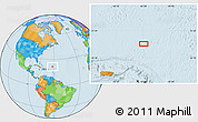 Political Location Map of the area around 21° 53' 23" N, 61° 58' 30" W