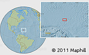 Savanna Style Location Map of the area around 21° 53' 23" N, 61° 58' 30" W, hill shading