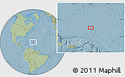 Savanna Style Location Map of the area around 21° 53' 23" N, 62° 49' 30" W, hill shading