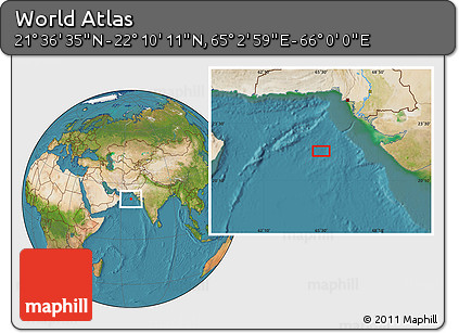 Satellite Location Map of the Area around 21° 53' 23" N, 65° 31' 30" E