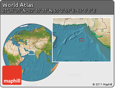 Satellite Location Map of the Area around 21° 53' 23" N, 65° 31' 30" E