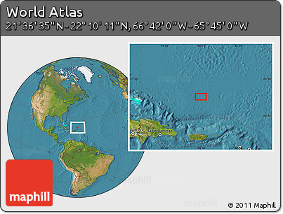 Satellite Location Map of the Area around 21° 53' 23" N, 66° 13' 29" W