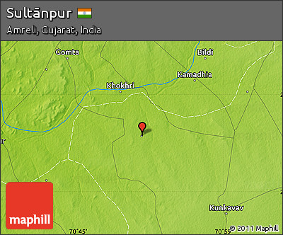 Physical Map of Sultānpur