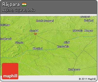 Physical Panoramic Map of Rājpara