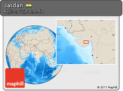 Shaded Relief Location Map of Jasdan