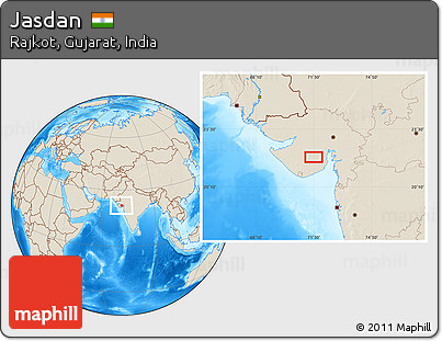 Shaded Relief Location Map of Jasdan
