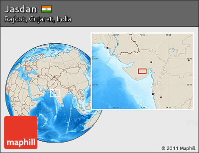 Shaded Relief Location Map of Jasdan