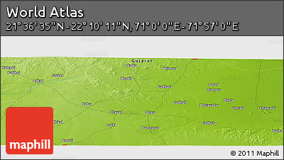 Physical Panoramic Map of the Area around 21° 53' 23" N, 71° 28' 29" E