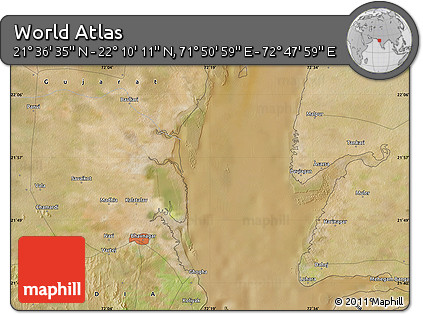 Satellite Map of the Area around 21° 53' 23" N, 72° 19' 29" E