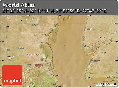 Satellite Map of the Area around 21° 53' 23" N, 72° 19' 29" E