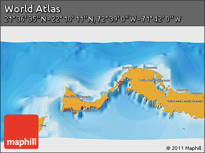 Political 3D Map of the Area around 21° 53' 23" N, 72° 10' 30" W