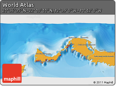 Political 3D Map of the Area around 21° 53' 23" N, 72° 10' 30" W