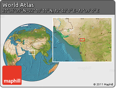 Satellite Location Map of the Area around 21° 53' 23" N, 73° 10' 30" E