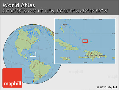 Savanna Style Location Map of the Area around 21° 53' 23" N, 73° 1' 30" W