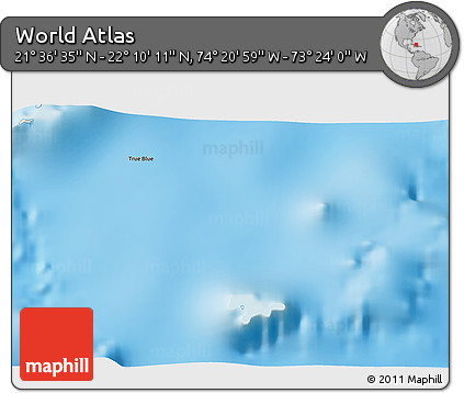 Shaded Relief 3D Map of the Area around 21° 53' 23" N, 73° 52' 30" W