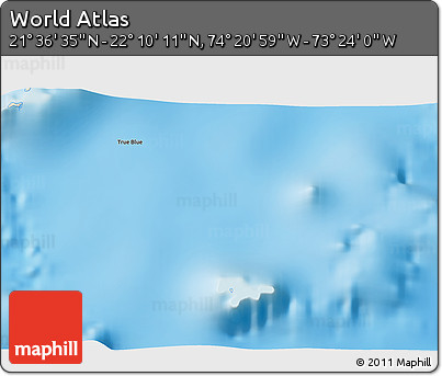Shaded Relief 3D Map of the Area around 21° 53' 23" N, 73° 52' 30" W