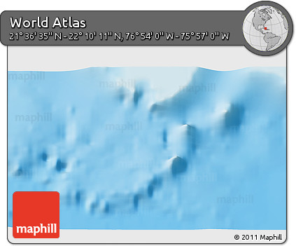 Shaded Relief 3D Map of the Area around 21° 53' 23" N, 76° 25' 30" W