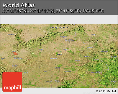 Satellite 3D Map of the Area around 21° 53' 23" N, 78° 16' 30" E