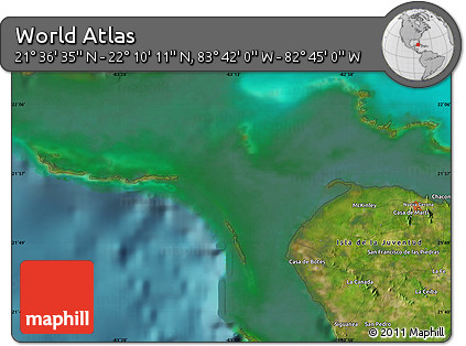 Satellite Map of the Area around 21° 53' 23" N, 83° 13' 29" W