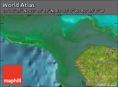 Satellite Map of the Area around 21° 53' 23" N, 83° 13' 29" W
