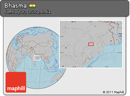 Gray Location Map of Bhasma, hill shading