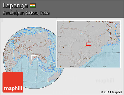 Gray Location Map of Lapanga, hill shading
